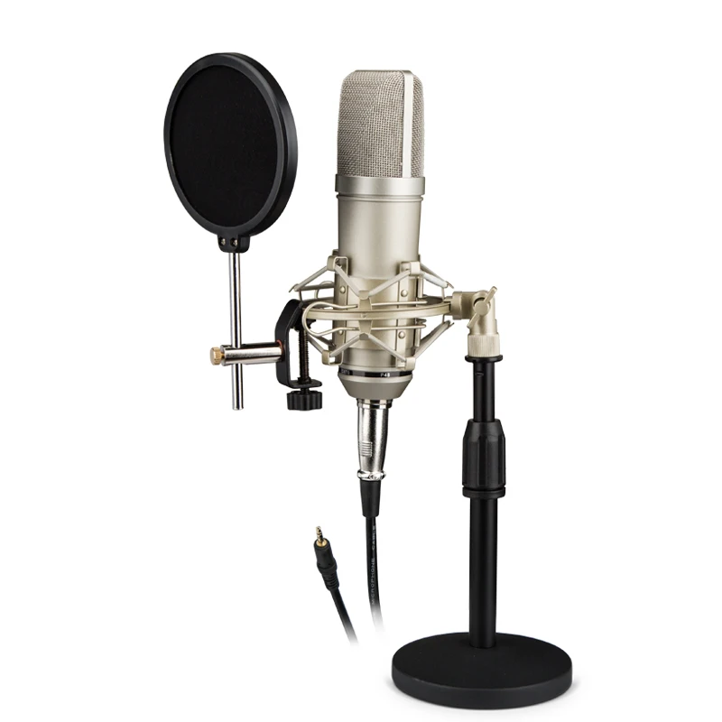 

Hot Sale Professional 3.5mm UU87 Microphone Studio Recording With Desktop Stand Condenser Microphone For Live Broadcast Singing
