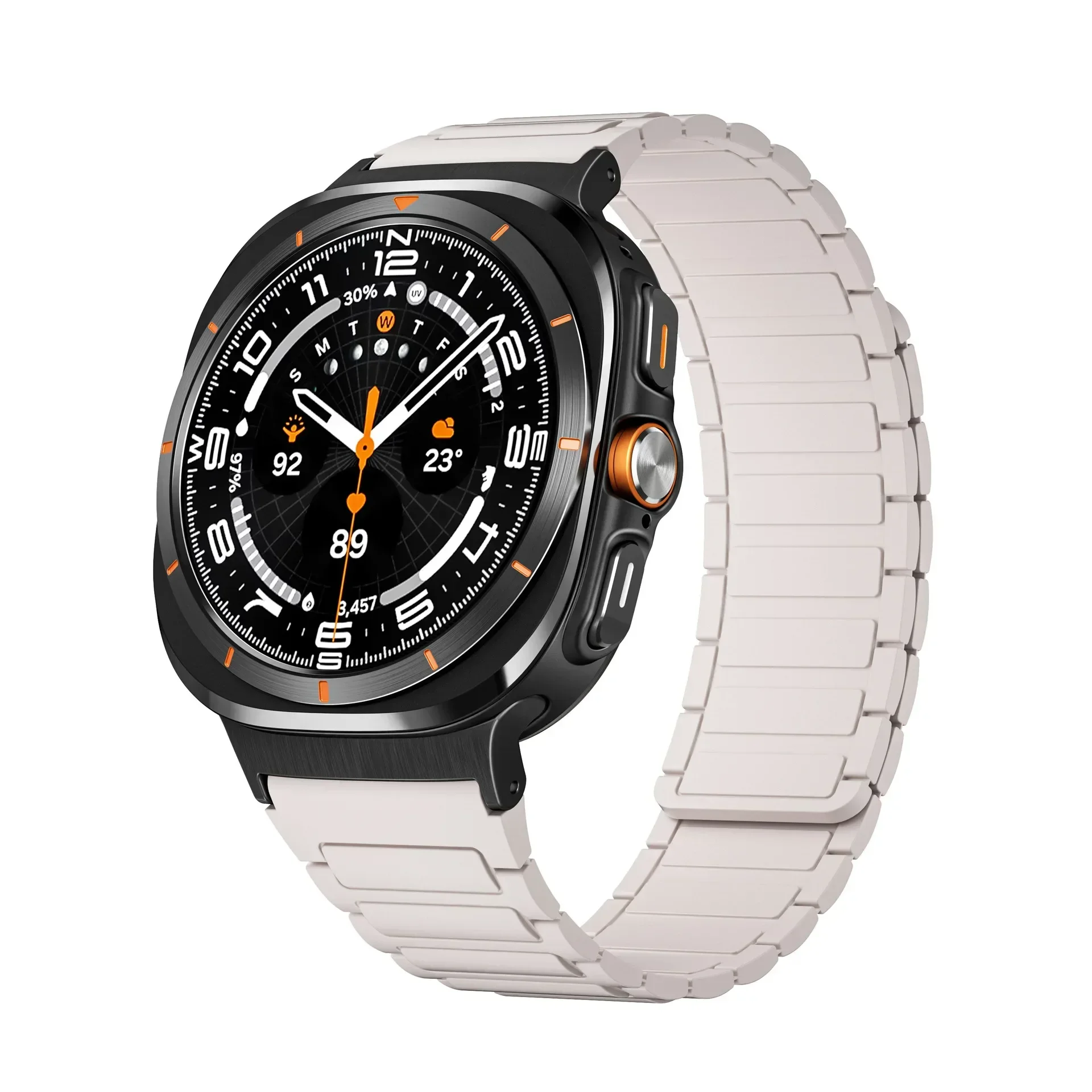 Pulseira esportiva de silicone para samsung galaxy watch 7 ultra 47mm pulseira de laço magnético para relógio 7 ultra 47mm sem lacunas pulseira de extremidade curvada