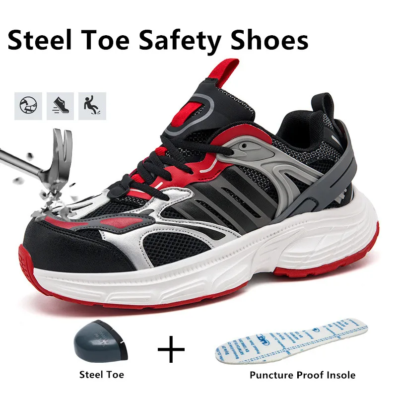

2025 Fashion Safety Shoes Man Puncture Proof Steel Work Sneakers Men Comfortable Breathable Outdoor Men's Casual Sneakers