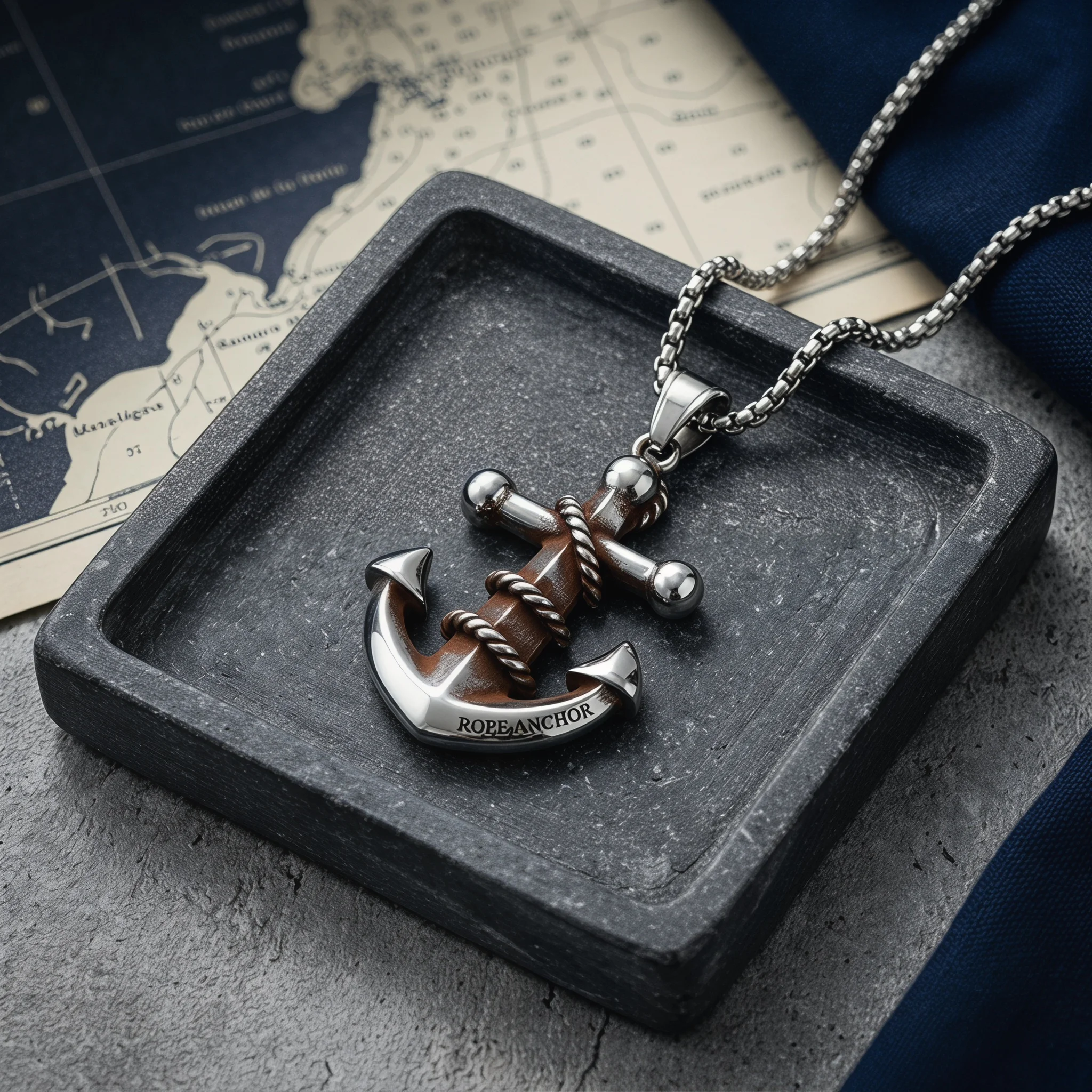 Silvery Stainless Steel Rope Anchor Pendant Necklace Nautical Sailor Vintage Marine Jewelry Gift For Men