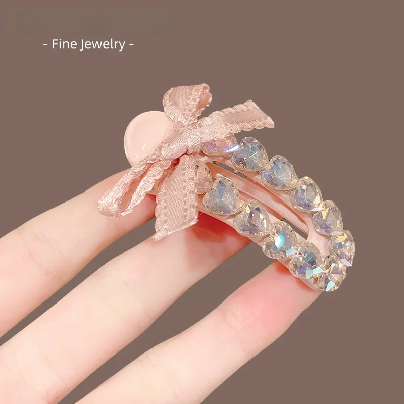 

Pink Diamond Knot Hair Clip Side Dubill Clip Ele Hair Accories Frely out Faionable Hair ips