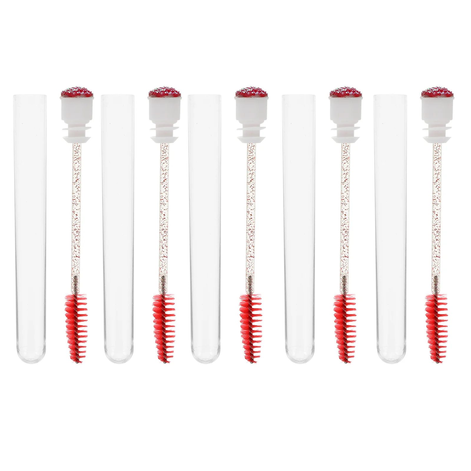 10 Pcs Eyelash Brush Diamond Mascara Eyebrow Wands Tubular Tube Red Comb Makeup