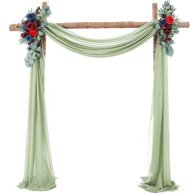 Cinza verde ferrugem branco tule pura malha swag cortinas de casamento cabine de foto pano de fundo suporte arcos escada corrimão decoração