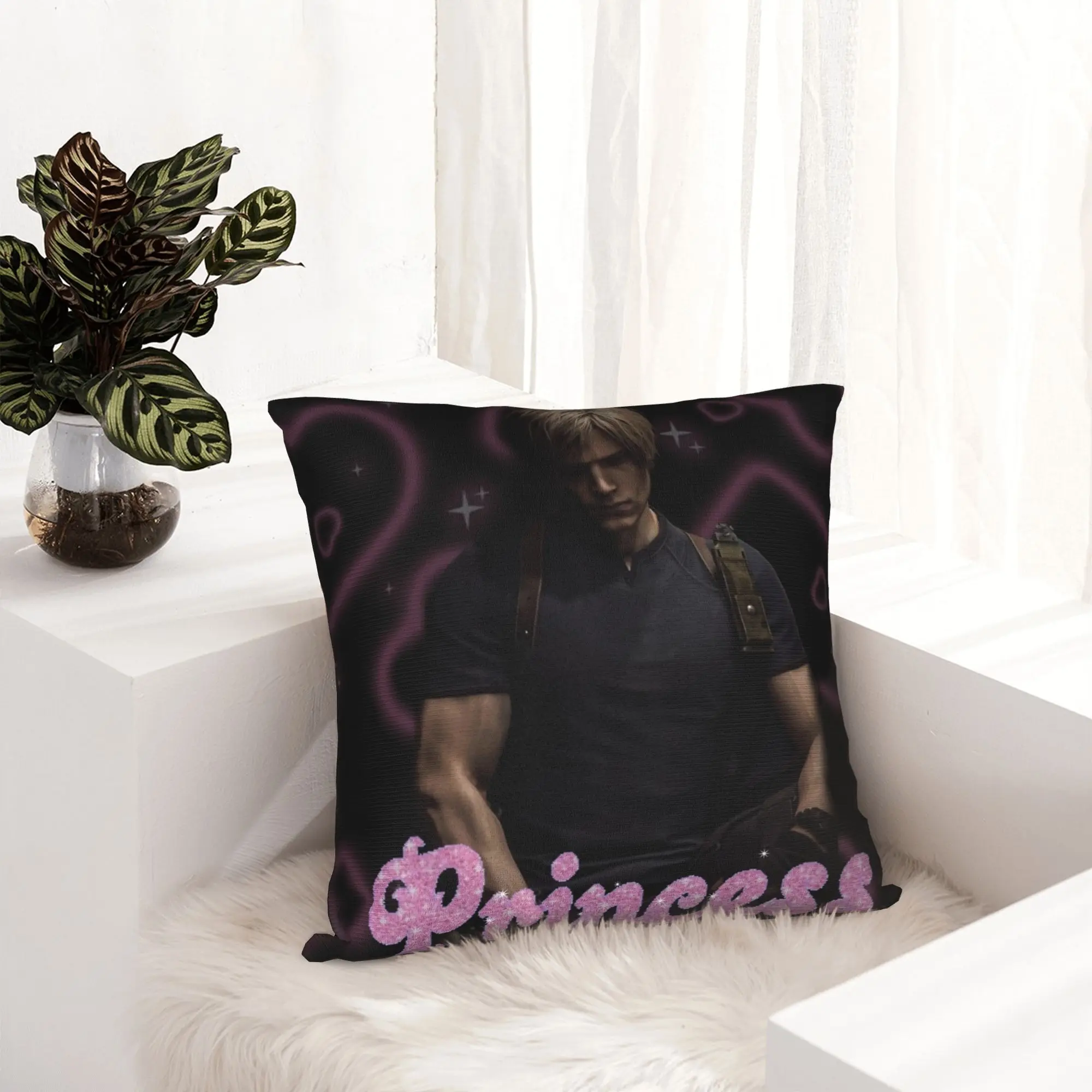 Leon Kennedy Princess Pillowcase Soft Fabric Cushion Cover Gift  Throw Pillow Case Cover Living Room Wholesale 45X45cm