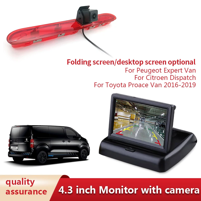 Car Brake Light Camera For Peugeot Expert Van For Citroen Dispatch For Toyota Proace Van 2016-2019 with 4.3 Inch Display Screen