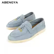 

2026 Summer New Suede Flat Shoes Women Round Toe Metal Decor Platform Shoes Designer Casual Party Vacation Walking Shoes Women