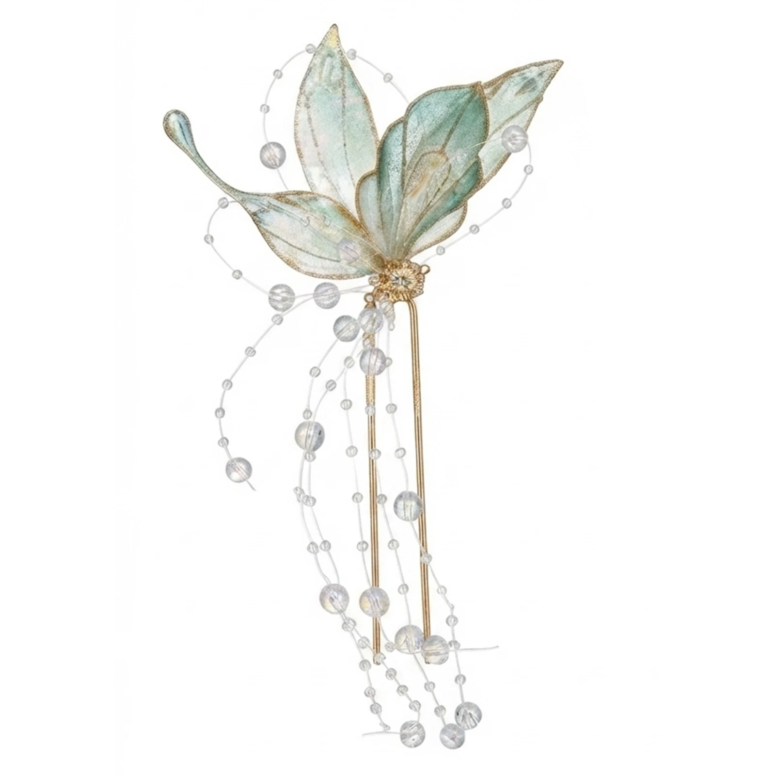 Women Butterfly Tassel Hairpin Alloy Hair Stick New Chinese Style Wedding Colorful Aurora Elegant Hanfu Jewelry Hair Accessory - view 3