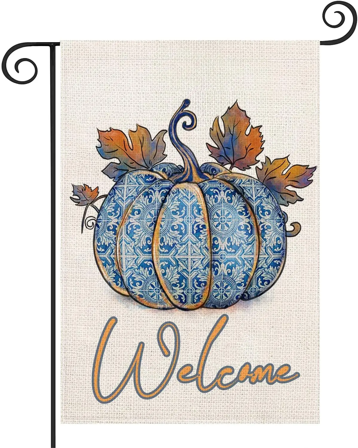 Fukeen Welcome Pumpkin Fall Decorative Garden Flag Blue Pumpkin and Maple Leaves Autumn Harvest Outside Decorations Farmhouse Th