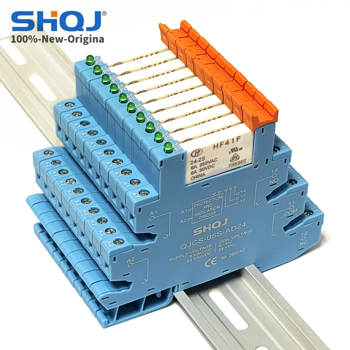 SHQJ 100%-NEW 10PCS QJCS-05 -AD24 Slim/SSR Relay HF41F 24-ZS 5V 12V 24V 230V 6A 1CO Mount On Screw Socket with LED Wafer relay