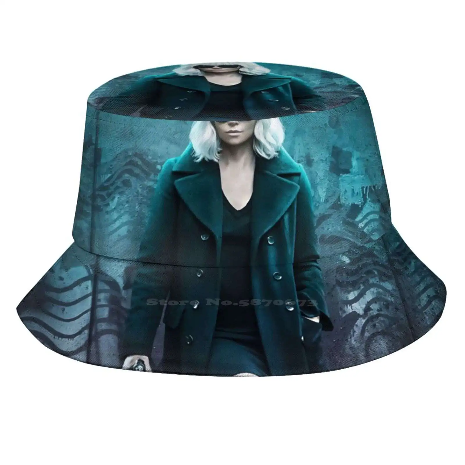 Atomic Blonde - Assassin Print Bucket Hats Sun Cap Actor Actress Celebrity Famous Iconic Fine Art Portrait Nostalgia Screen