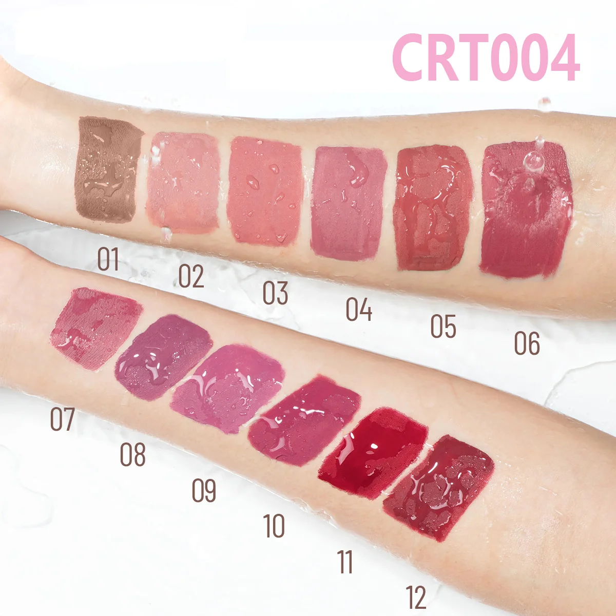 12-Farben-Lipgloss-Set, matt, samtig, langlebig, wasserdicht, koreanischer Lipgloss, feuchtigkeitsspendender flüssiger Lippenstift, Damenkosmetik