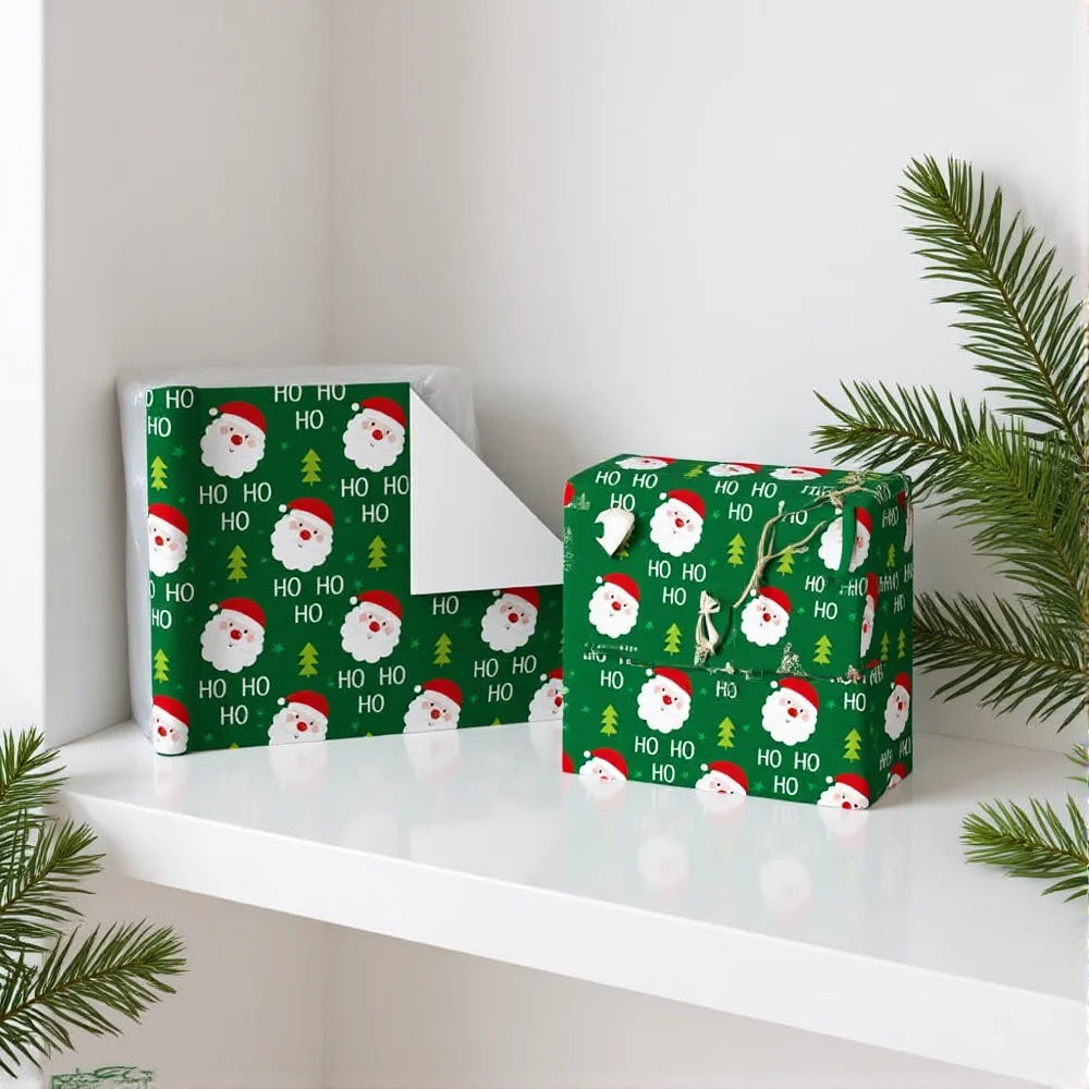 50x70cm Christmas Santa Claus Gift Wrapping Paper Snowman Xmas Tree Pattern Flower Bouquet Packaging DIY Craft Decoration Paper
