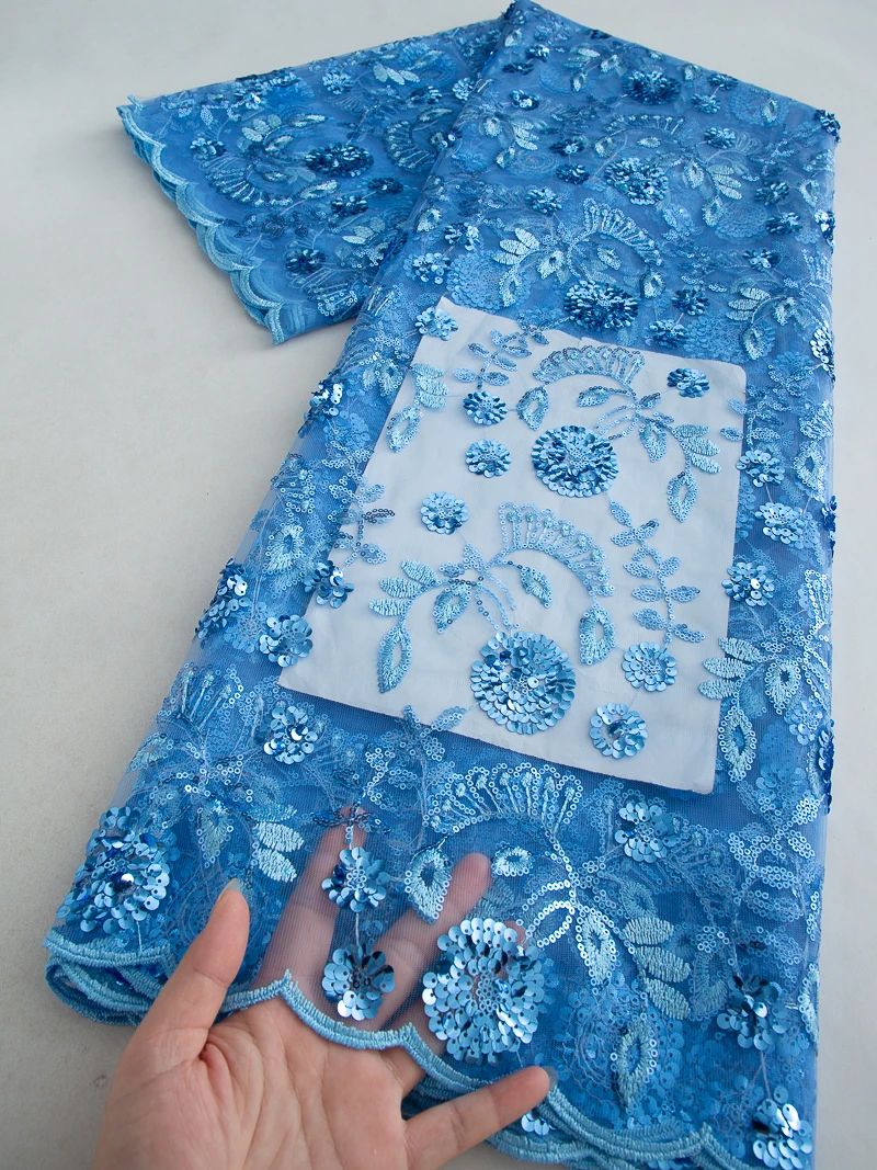 

Французская нигерийская тюлевая сетчатая кружевная ткань 2025 Высокое качество Африканское сетчатое кружево с блестками для женщин Свадебные платья 2,5 ярда 4521