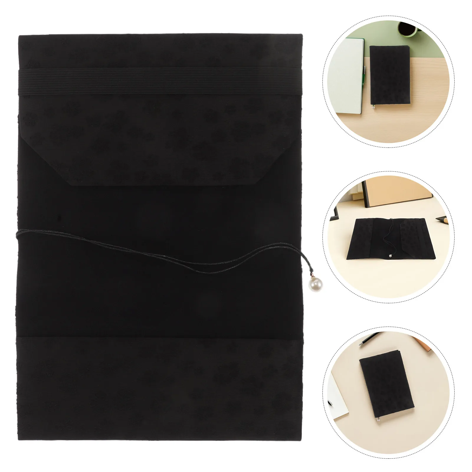 

Black Cloth Book Cover A6 Size 5.78x4 Fabric Notebook Protector Sleeve Washable Book Jacket for School Textbook Paperback Pen