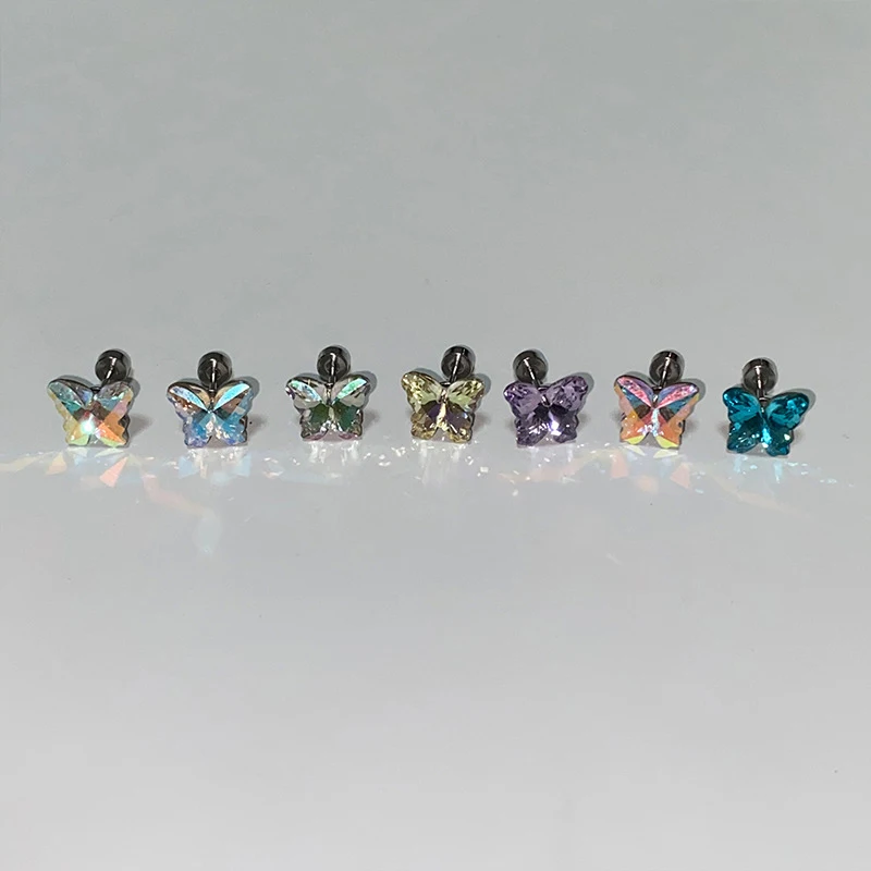 Fashion Sweet Cool Shiny Tiny Butterfly Stud Earrings For Women Girls Transparent Mini Ear Bone Nail Daily Accessories Gifts image 4