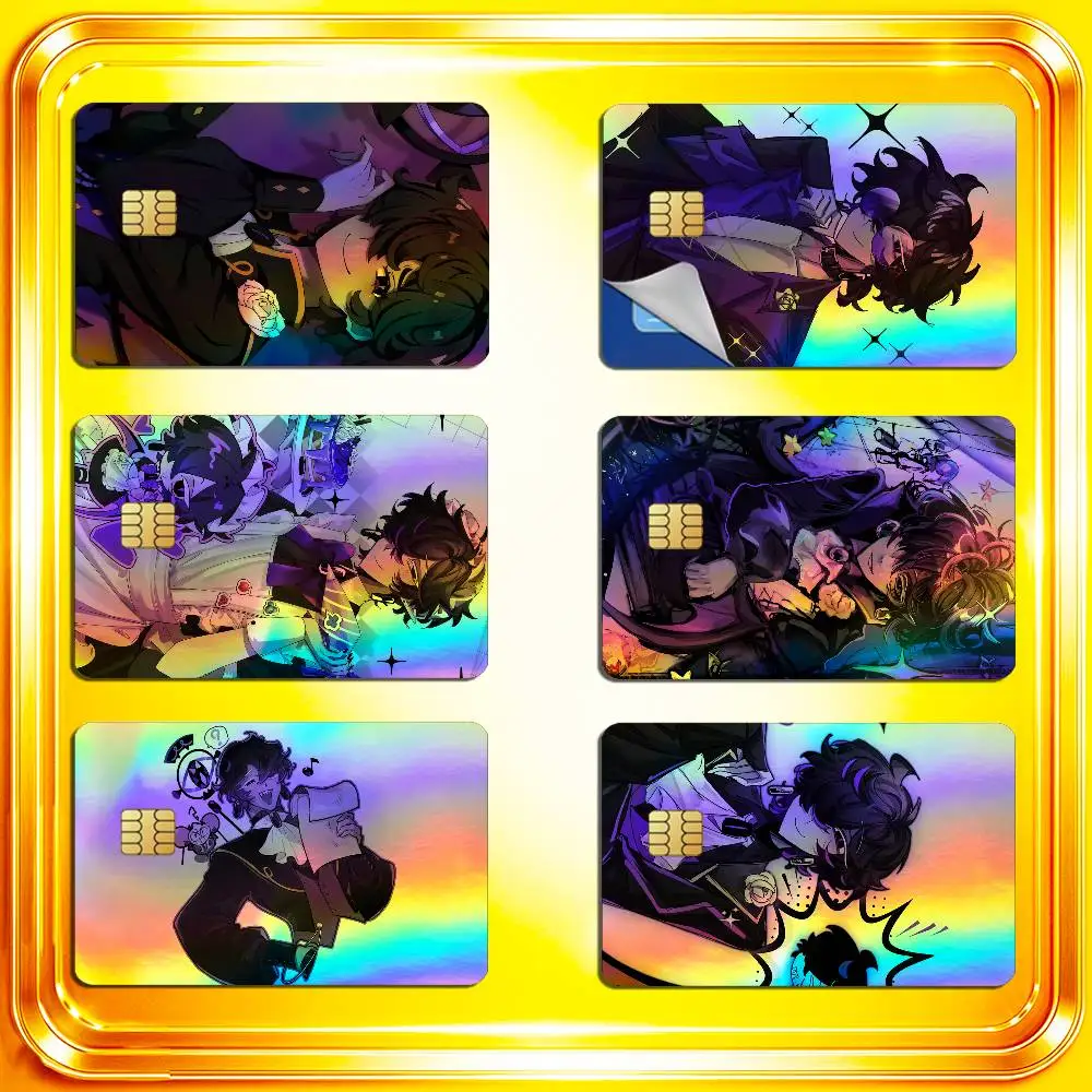 For Black Sapphire Cookie Credit Bank Sticker ID Access Card Cover Skin Rainbow Color Laser Stickers Film