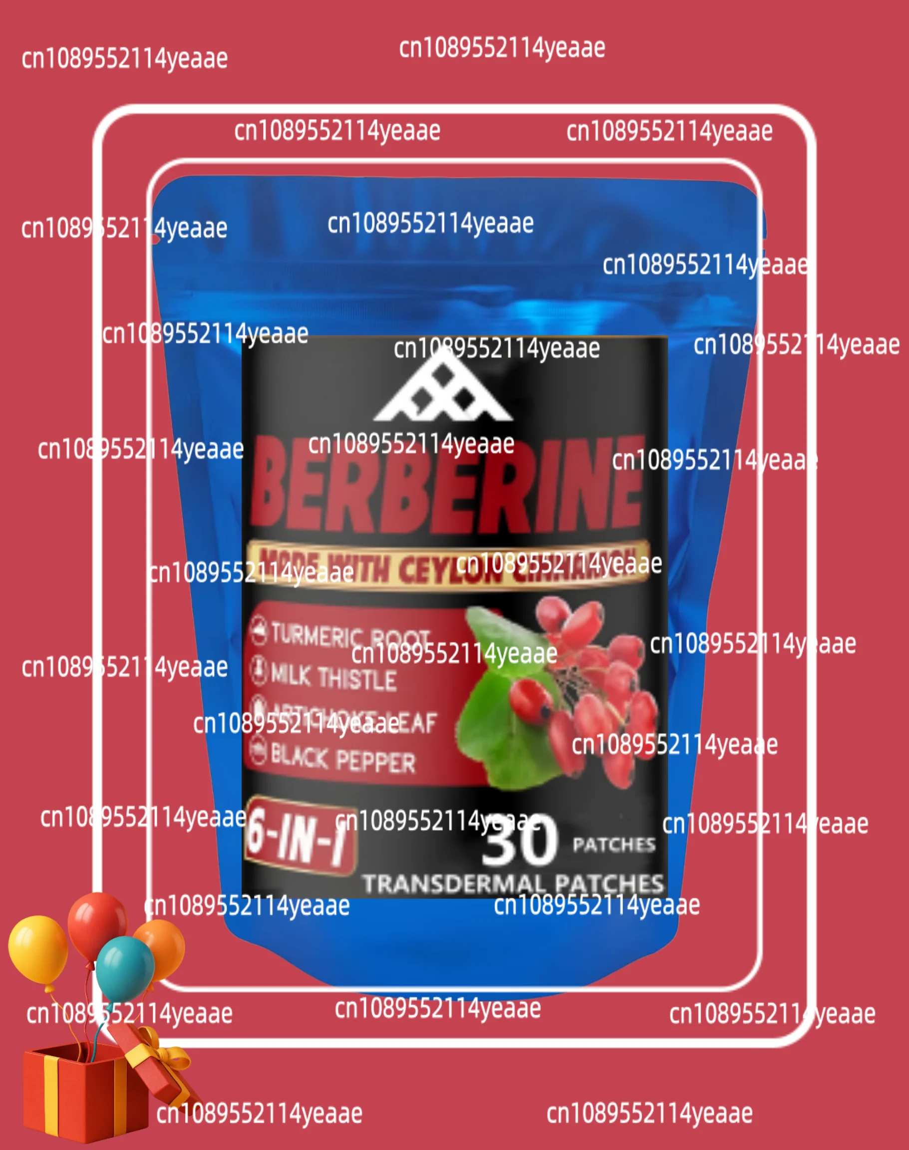 30 Patches Berberine Transdermal Patches With Ceylon Cinnamon, Turmeric, Milk Thistle, Immune Function, Anti-oxidant