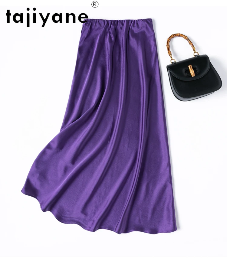 TAJIYANE 93% falda de seda de morera Natural moda verano falda de sirena de satén 21 Mommes falda larga elegante ropa de mujer 2025 rsi