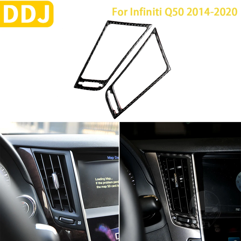 

For Infiniti Q50 2014-2020 Car Accessories Interior Carbon Fiber Central Air Outlet Frame Trim Sticker Decoration