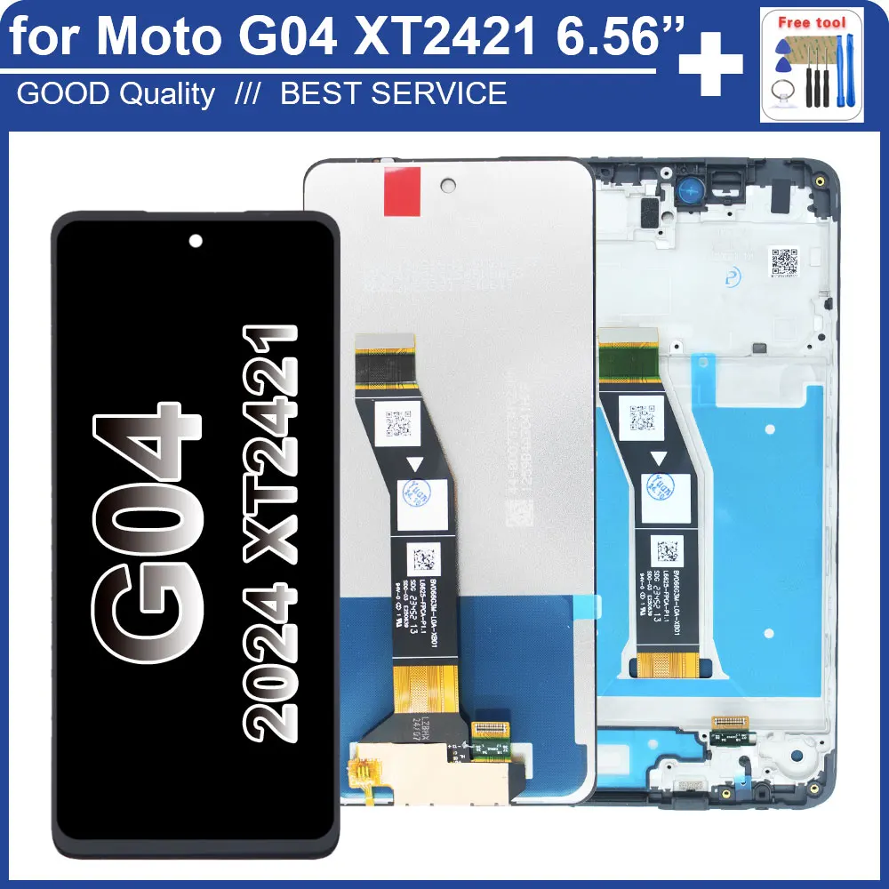 

6.56“ for Motorola Moto G04 XT2421 LCD Display Touch Screen Digitizer Assembly Replacement for Moto G04 LCD With Frame XT2421-2