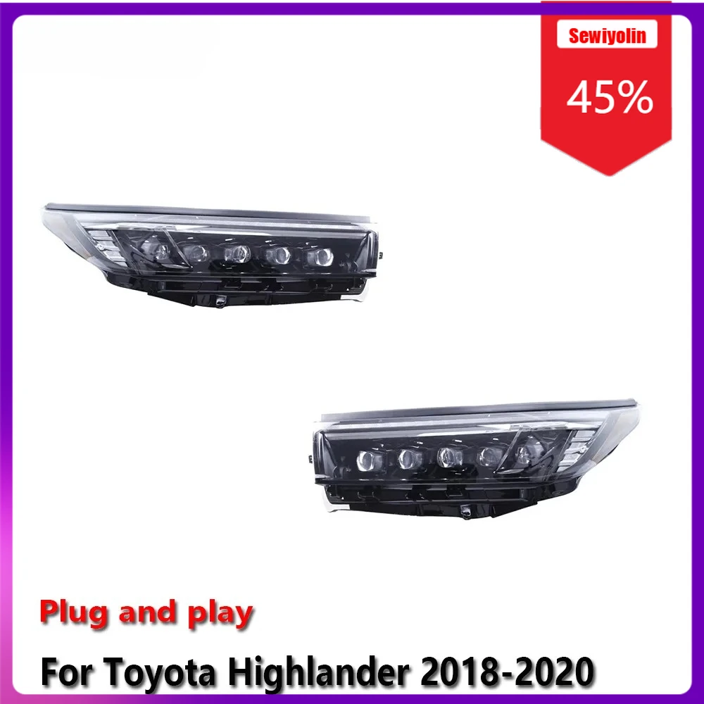 

Автомобильные светодиодные лампы Sewiyolin в сборе для Toyota Highlander 2018-2020, противотуманные фары DRL, стоп-сигналы поворота
