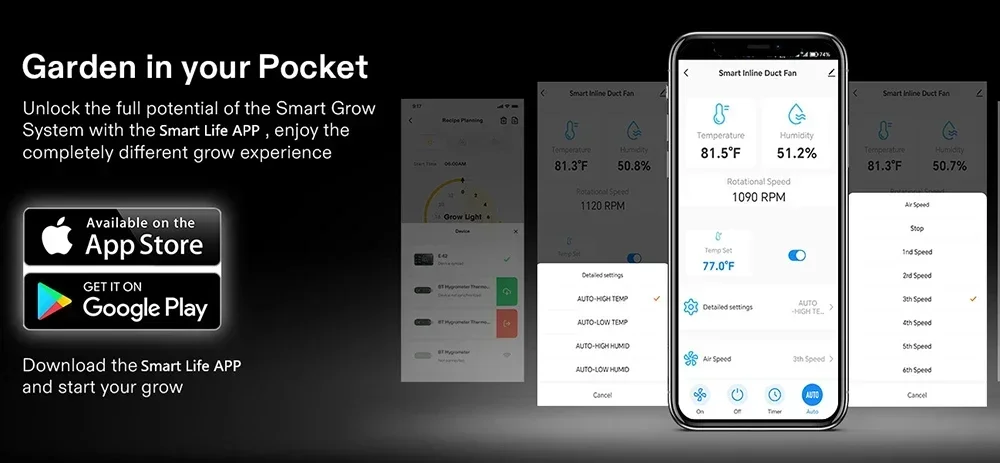 BAVA 2024 Alexa 8 pollici APP Smart In linea Ventola da condotto Regolatore di umidità della temperatura Ventola dell'aria di scarico per la ventilazione delle piante