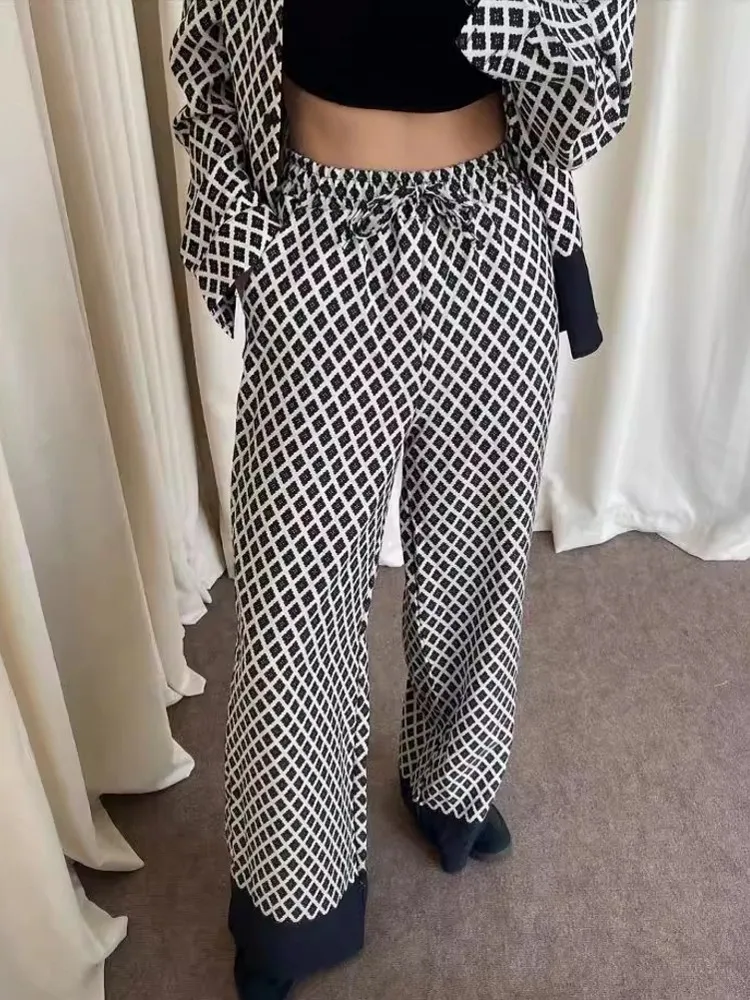 2 Piece Women Sets 2024 New Arrival Autumn Matching Sets Stripe Print Two Pieces Sets Top And Pants Suits Outfits Clothing