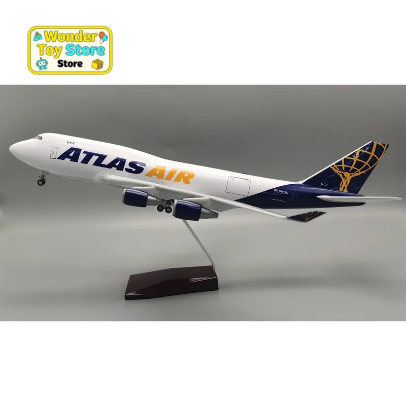 47cm B747 Cargo Freighter Model 1 150 Scale Static Replica with LED Lights Rolling Wheels Display Stand Aviation Centerpiece