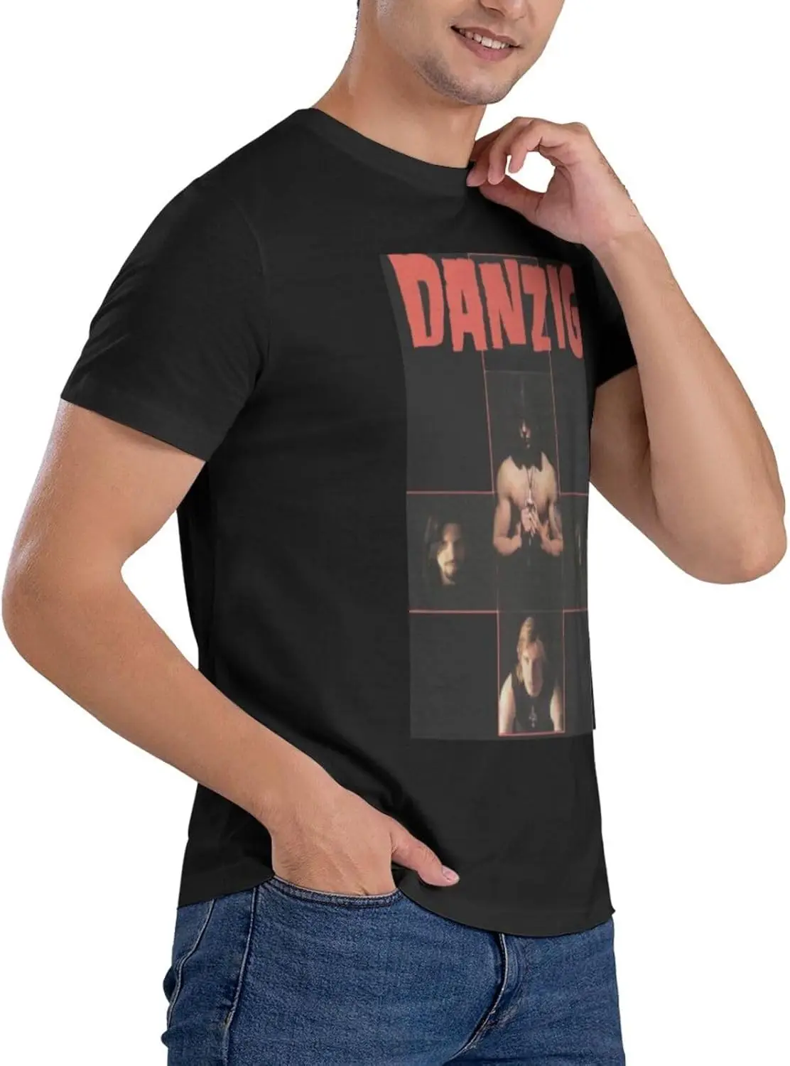 Danzig Musik Samhain Herren reine Baumwolle Kurzarm T-Shirt weichen Rundhals ausschnitt schlichte T-Shirts Casual Sport T-Shirt schwarz