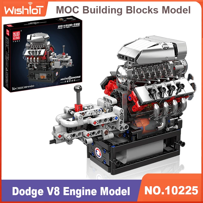 

10225 Dodges V8 Engine Model Transmission 855pcs DIY Building Blocks Parts Set Brick Assembly Engine Brick Toys Christmas Gift