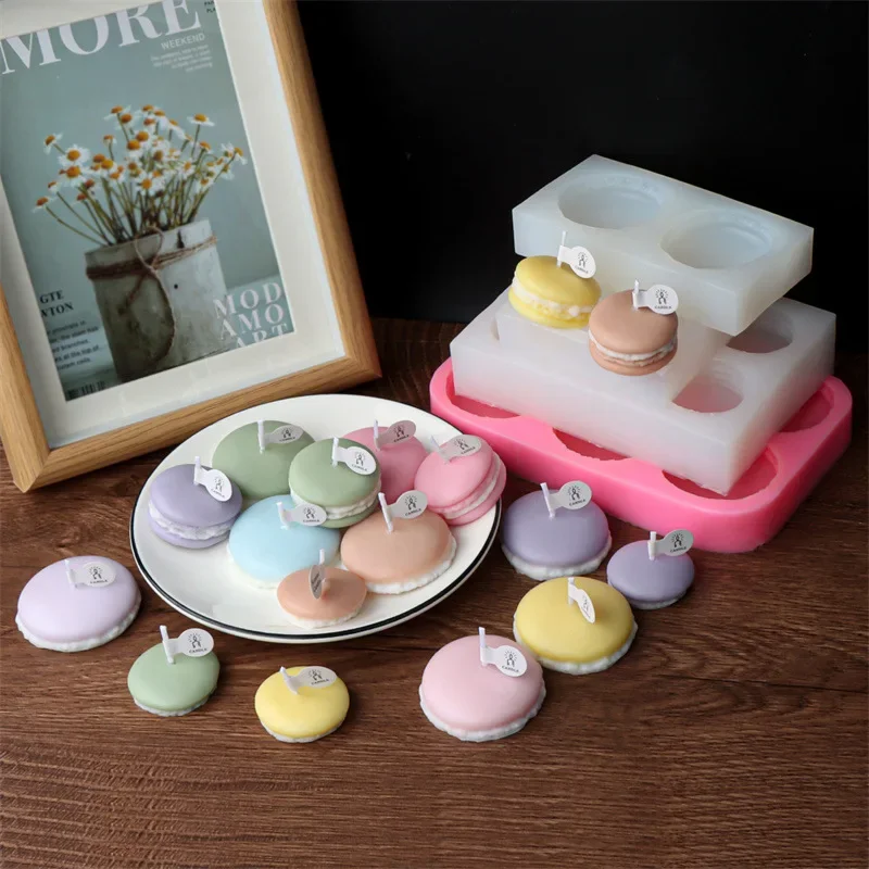 

Creative Simulation Macaron Fondant Silicone Mold DIY Scented Candle Ice Cream Mousse Cake Baking Decoration Candle Making Kit