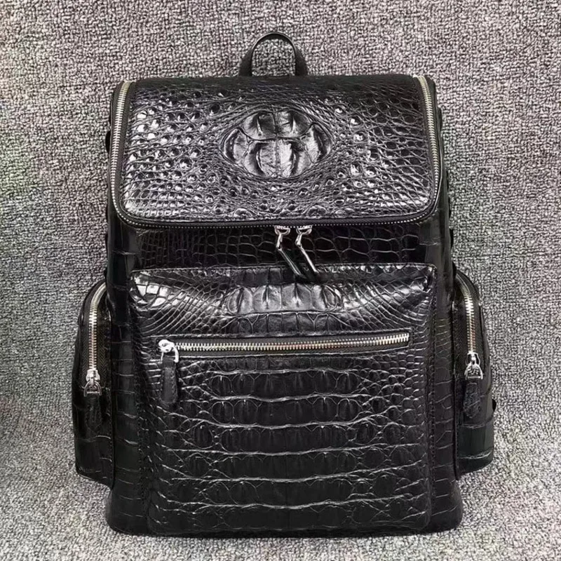 

Men's Backpacks Thai Crocodile Skull Casual Backbone School Bags For Teenagers Leather Backpack Bone Skin Travel рюкзак мужской