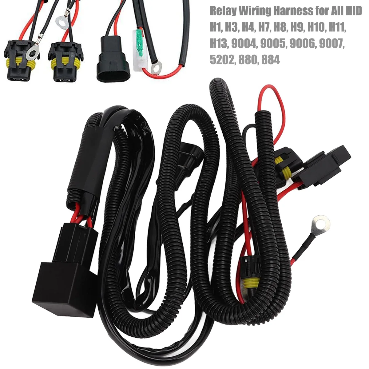 Car Fog Light Relay Harness HID 9005 9006 H11 880 Relay Adapter Extension Cable 40A Led Light and Halogen Fog Light Connector