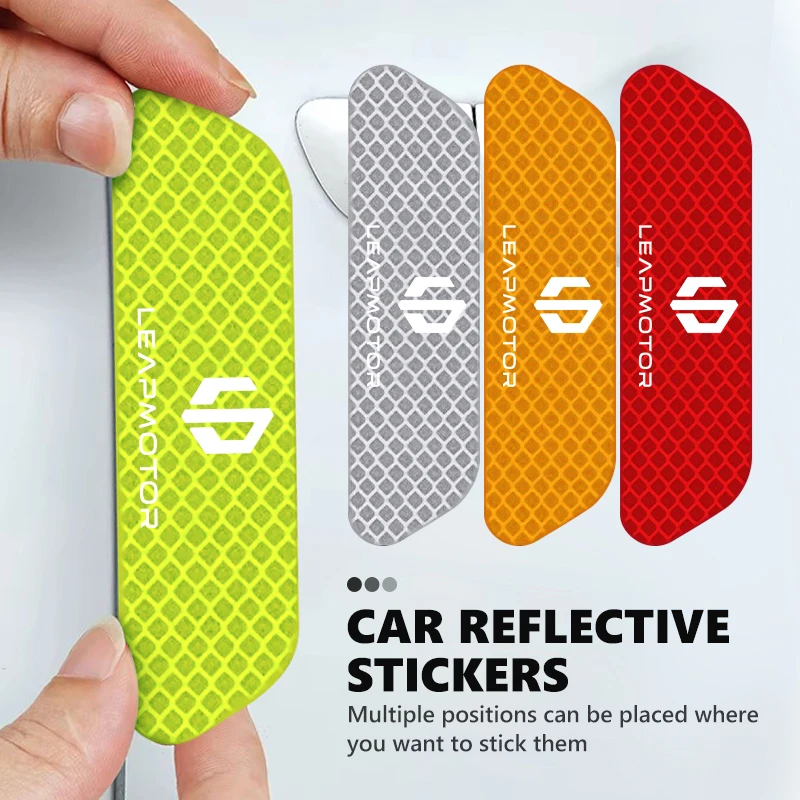 4 Uds pegatinas de puerta de coche reflectantes pegatinas de puerta de coche accesorios para Leapmotor T03 S01 C11 C01 C10 C16 2024 2025