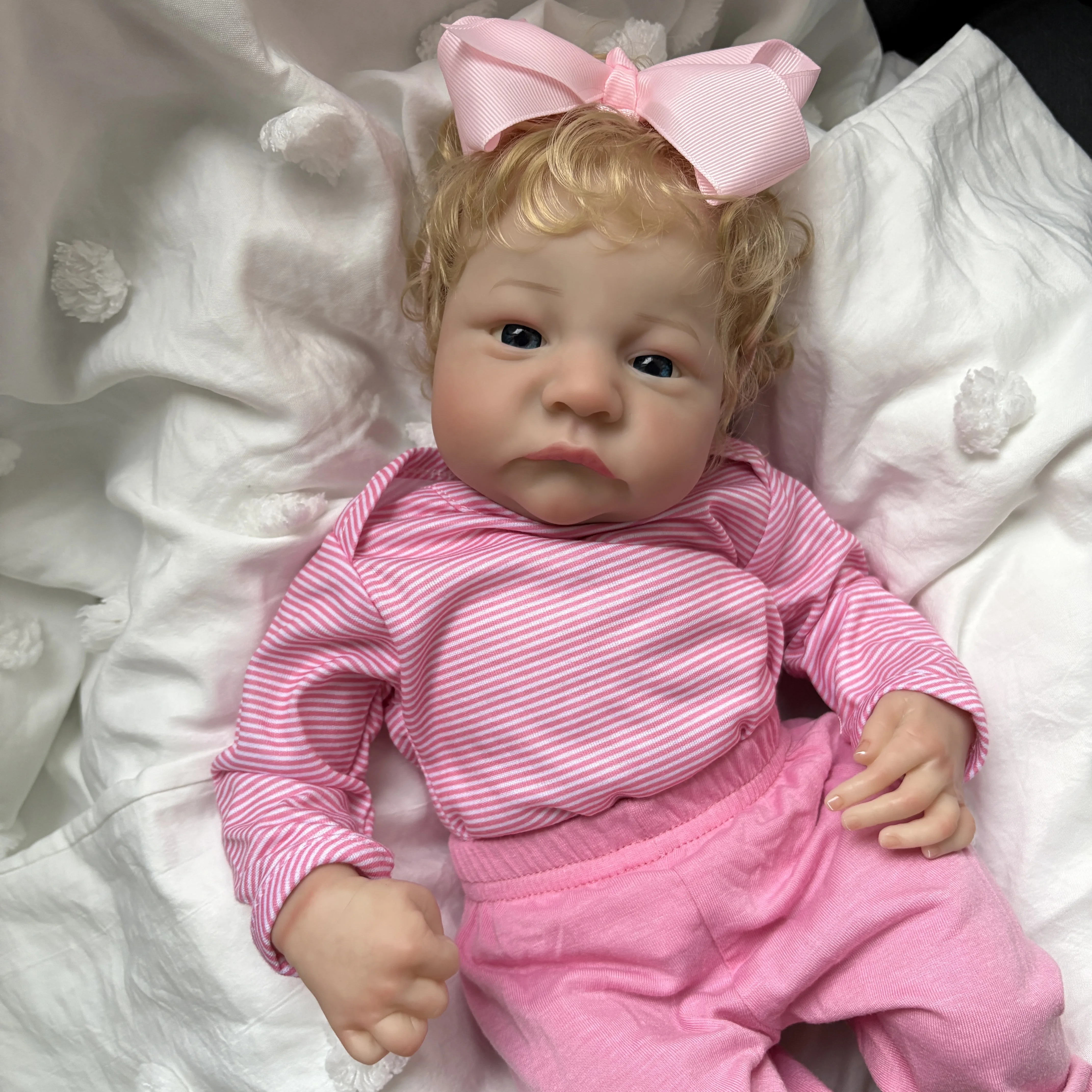 NPK 17''Multiple Layers Painting 3D Skin with Visible Veins Lifelike Cuddly Baby Reborn Levi Soft Touch Dolls Gift for Children