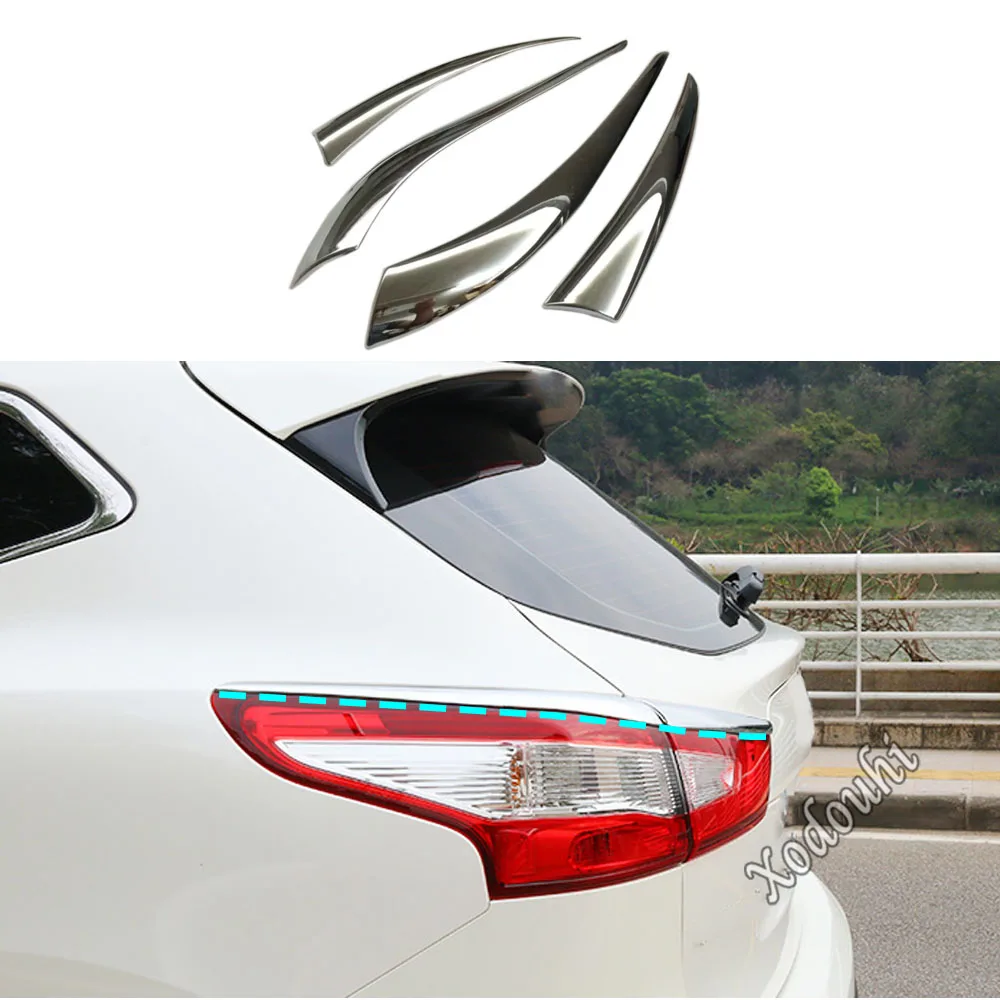 Car Detector ABS Chrome Cover Trim Back Tail Rear Light Lamp Frame Parts Eyebrow 4PCs For Nissan Qashqai J11 2016 2017 2018