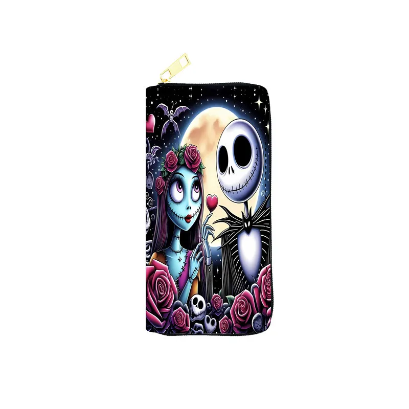 New Disney Cartoon Nightmare Before Christmas PU Zipper Wallet Jack Skellington Money Bag Card Holder Women Surprise Gifts