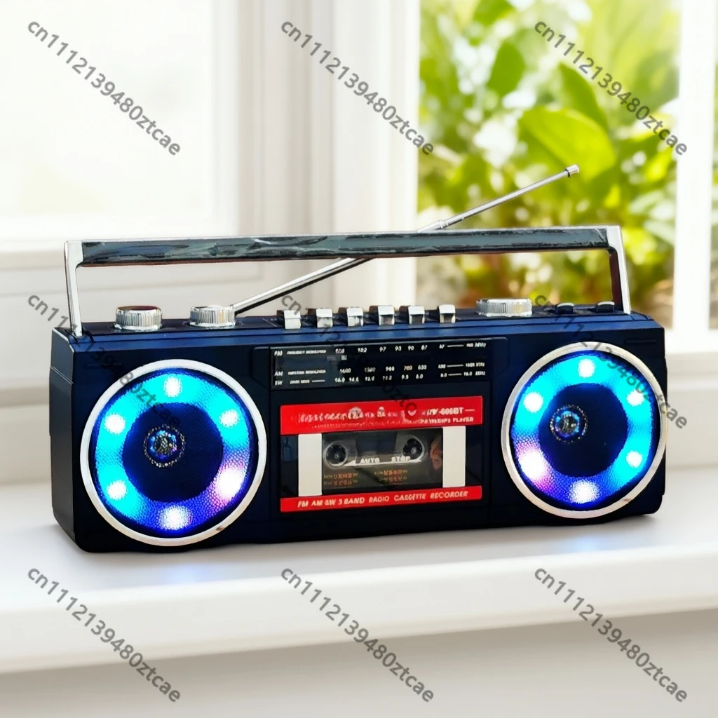 Rechargeable Cassette Recorder Radio Bluetooth Speaker Card Color Lights Tape Player for Elderly