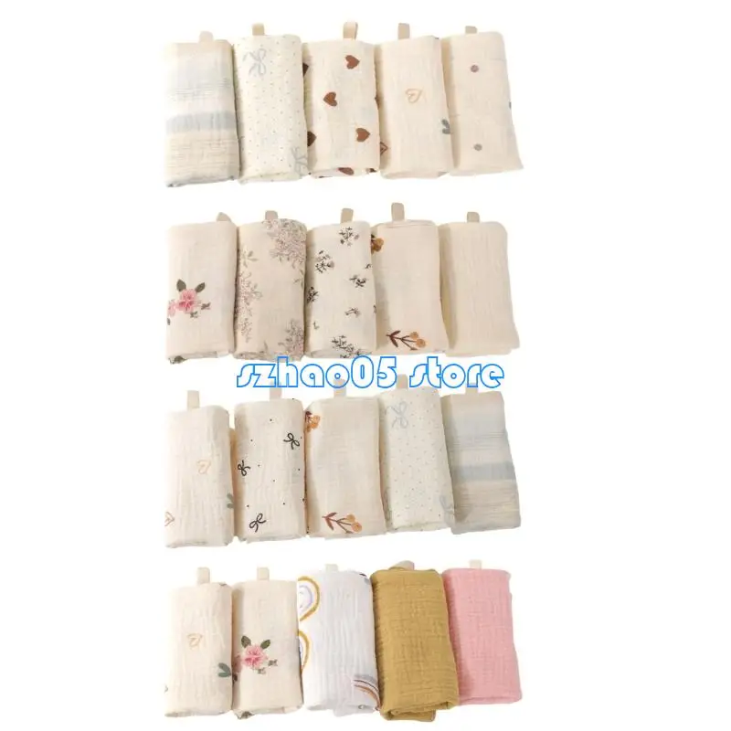 

85LE 5Pcs/set Cotton Baby Burp Cloths Soft & Breathable Newborns Washcloths for BatH
