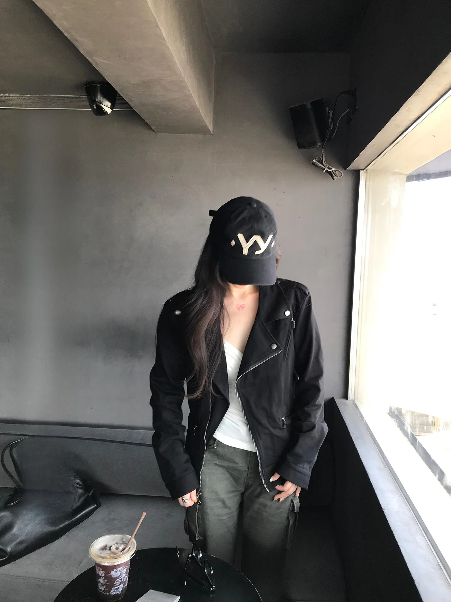 

eepland American Retro Biker Jaet Women's ort Bla Slim Fit Sweet Cool Sle Cotton Long Sve Warm Outerwear