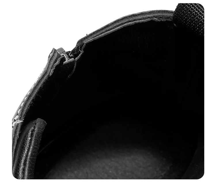 Herren Allround-Chunky-Plateaustiefel, Langlebige Leder-Streetwear-Arbeitsschuhe – Detail 4
