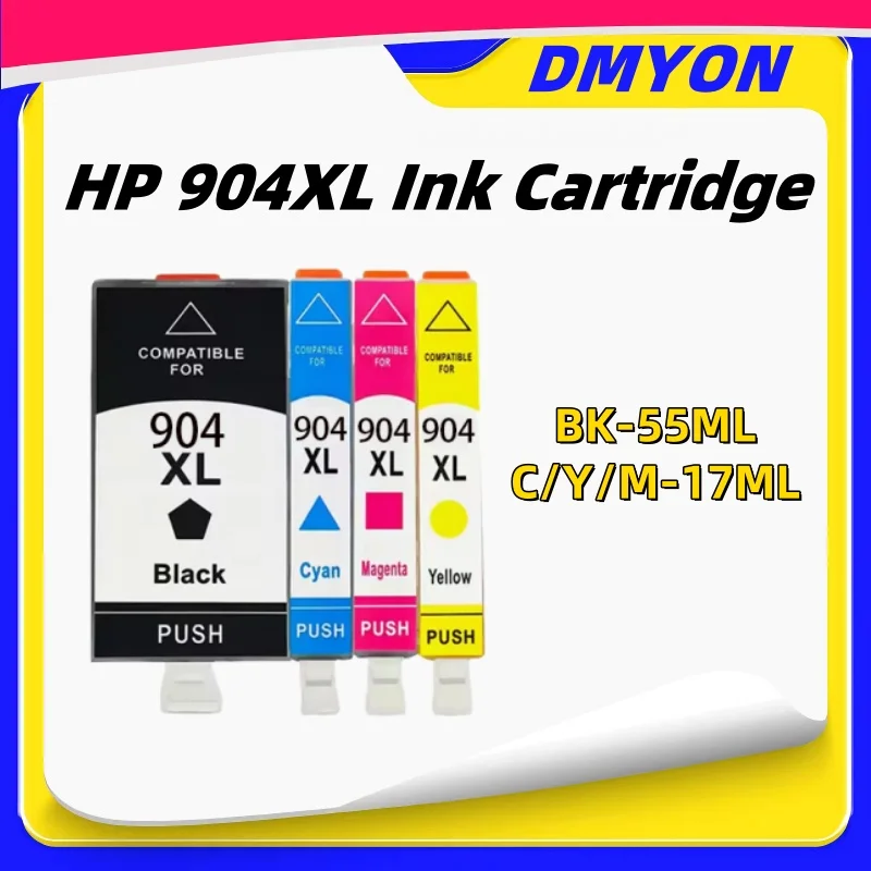 

1 комплект, цветной картридж 904XL 904, совместимый с принтером HP 904 904XL Officejet Pro 6960 6970, высокой емкости