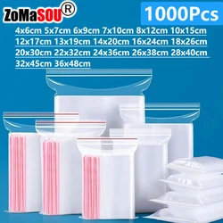 1000-100Pcs Small Zip Lock Plastic Bags Reclosable Clear Bags Vacuum Storage Bag Transparent Bag Ziplock Food Storage zip Bags