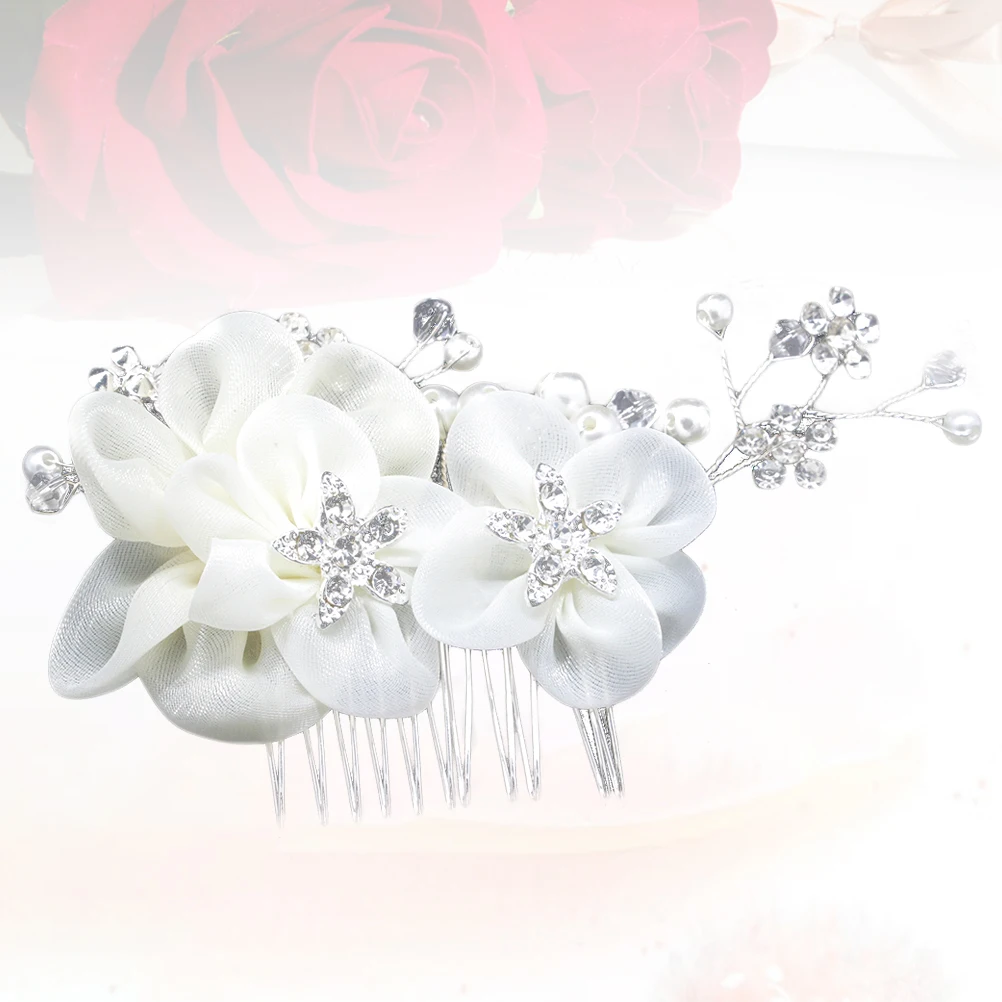 

Rhinestone Silk Flower Headdress Crystal Hair Comb Bride Bridal Wedding Accessories Bridesmaids Party Prom Photoshoot