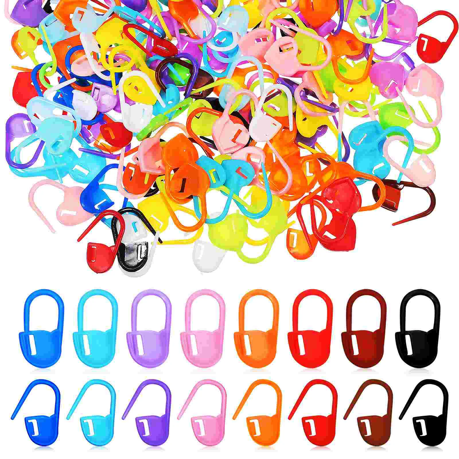 

200 Pcs Colorful Safety Pins Stitch Crochet Hook Counters For Crocheting Markers Plastic Rings Accessories And Supplies