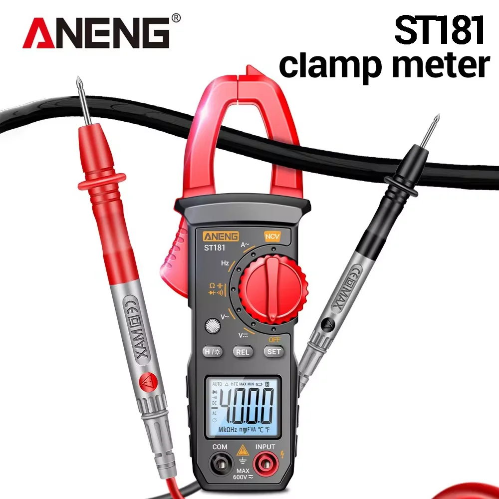 ANENG ST181 Digital Clamp Meter 4000 Counts Multimeter DC/AC Current Ammeter Voltage Tester Car Amp Hz Capacitance NCV Ohm Test