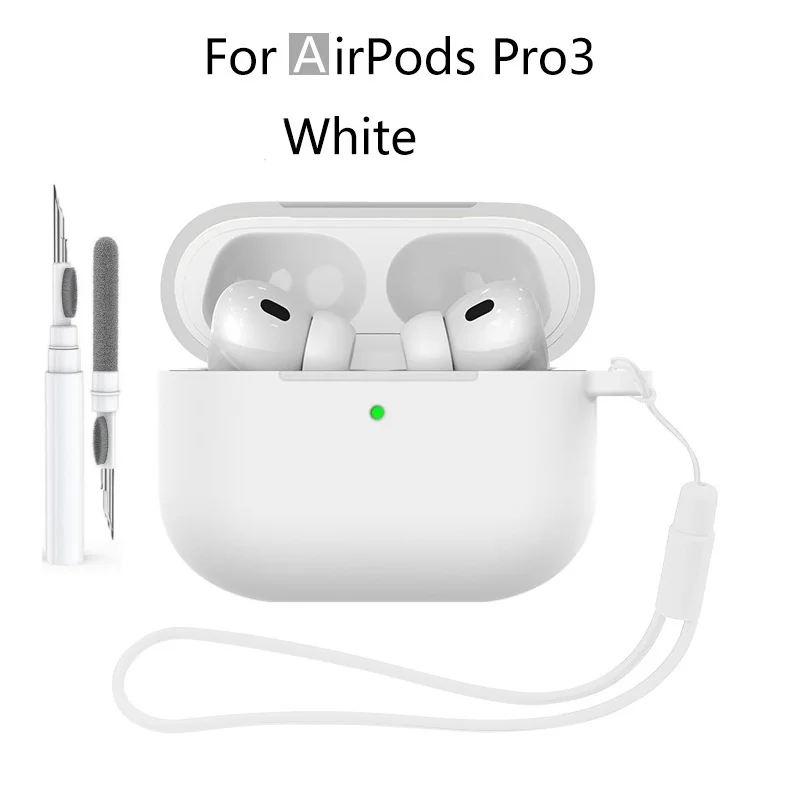 Neu für Airpods Pro 3 2025, Silikonhülle, Kopfhörer-Zubehör mit Reinigungsset und Lanyard, vollständige Schutzhülle für Airpods Pro 3 – Detail 24