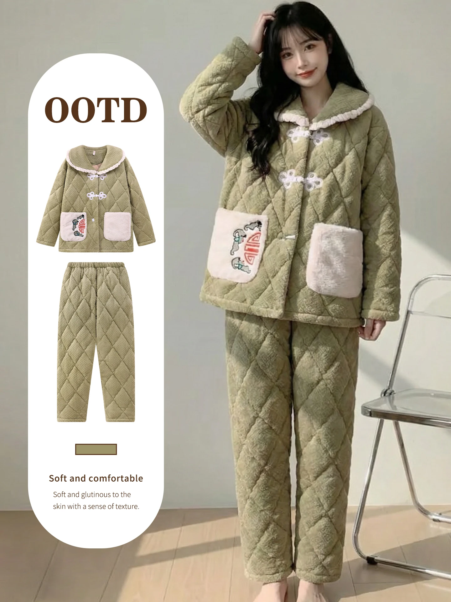 women's-spwear-coral-fce-thiened-cotton-sandwich-home-clothes-set-winter-warm-flannel-pajamas-long-sve-button-closure
