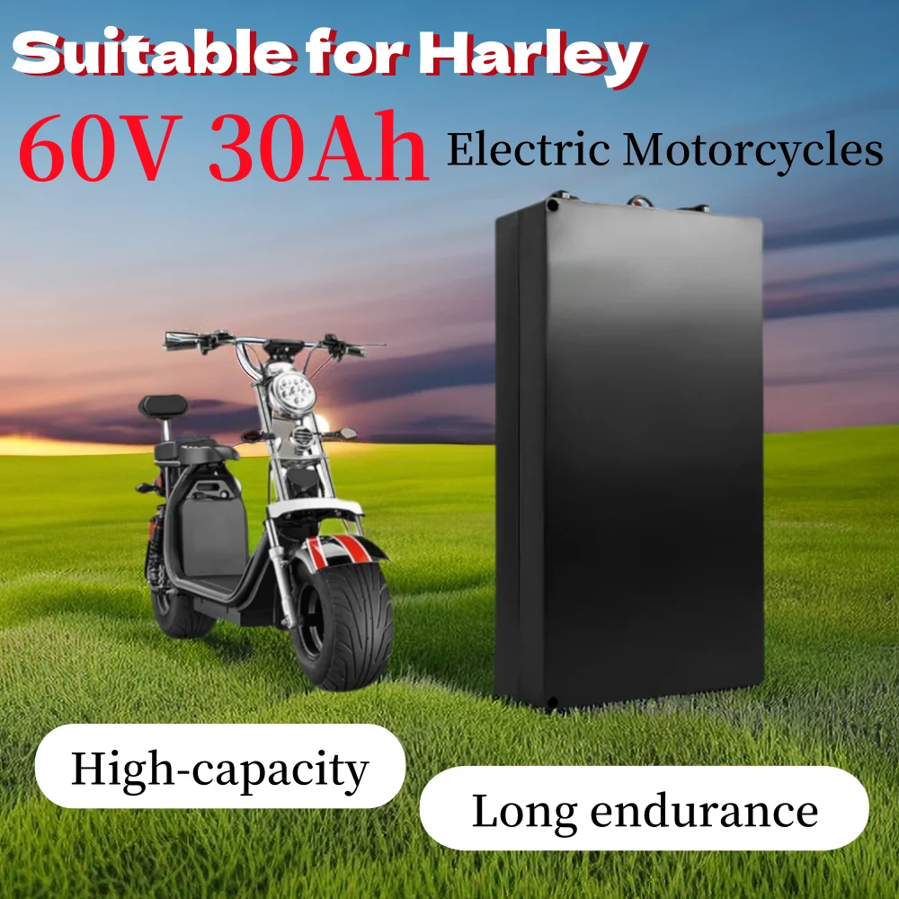 

New waterproof For Harley 60V 30Ah Rechargeable Lithium ion Electric Motorcycle scooter Bicycle Battery Removable Easy to inst