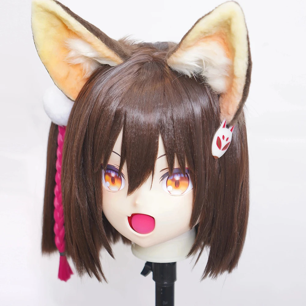 (MEO387) Customize Handmade Full Head Lockable Crossdress Male to Female Japanese Cartoon Anime Game Character Kigurumi Mask